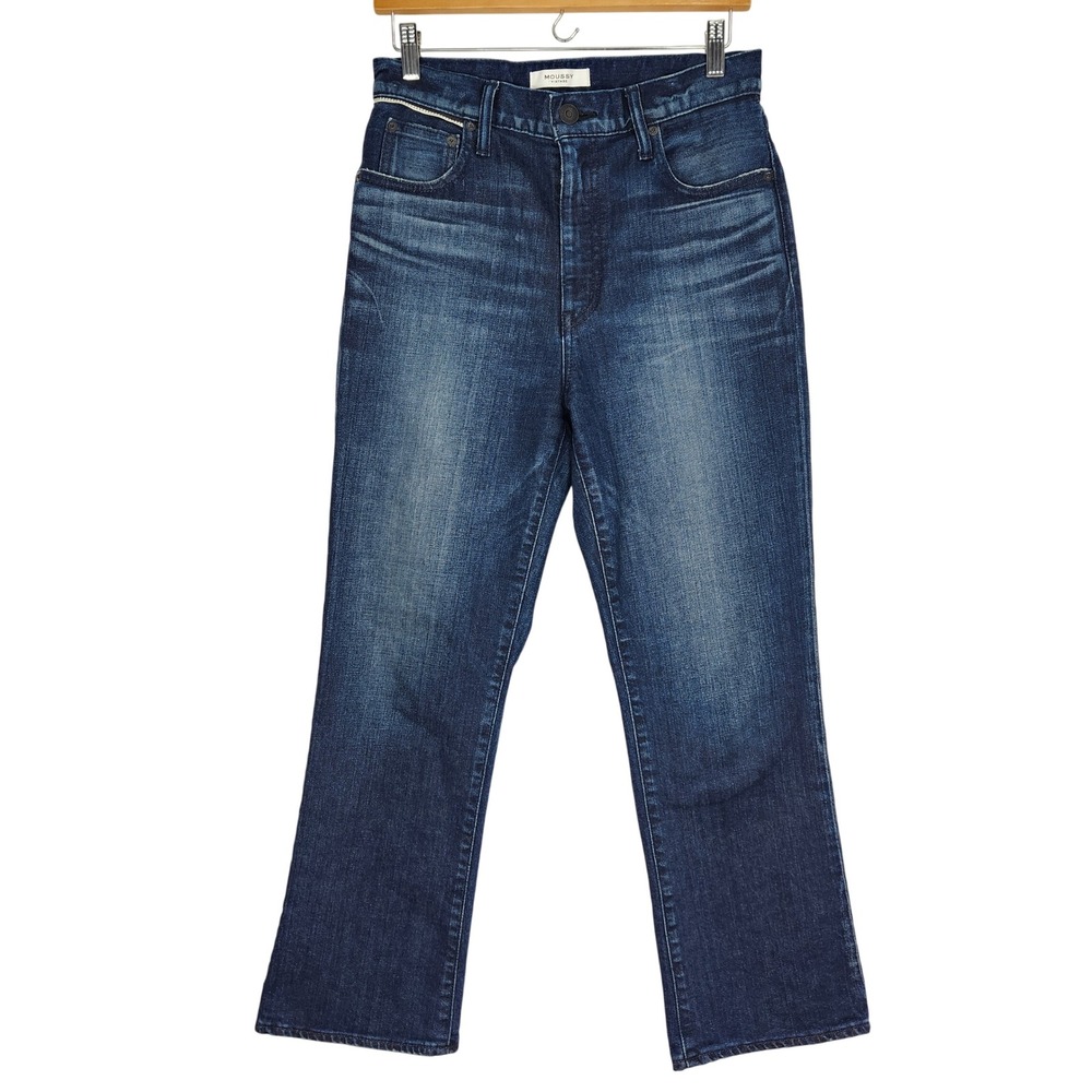Moussy Vintage Emma‎ Cropped Flare High Rise Jeans Dark Wash Made in Japan 28